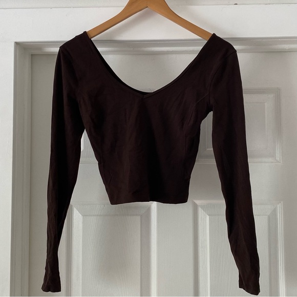 lululemon athletica Tops - Lululemon Align Dark Brown Cropped Long Sleeve Top